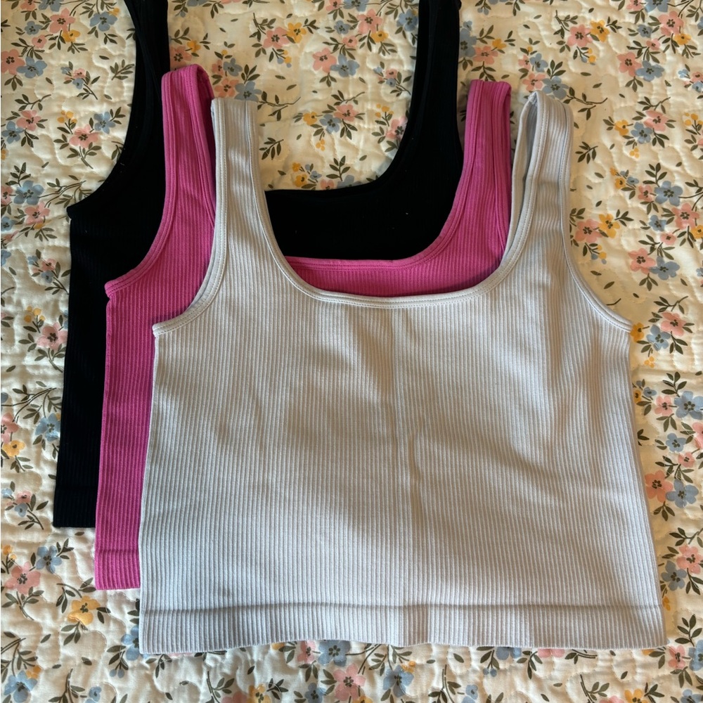 Pack of 3 Fitted Crop Tank Top